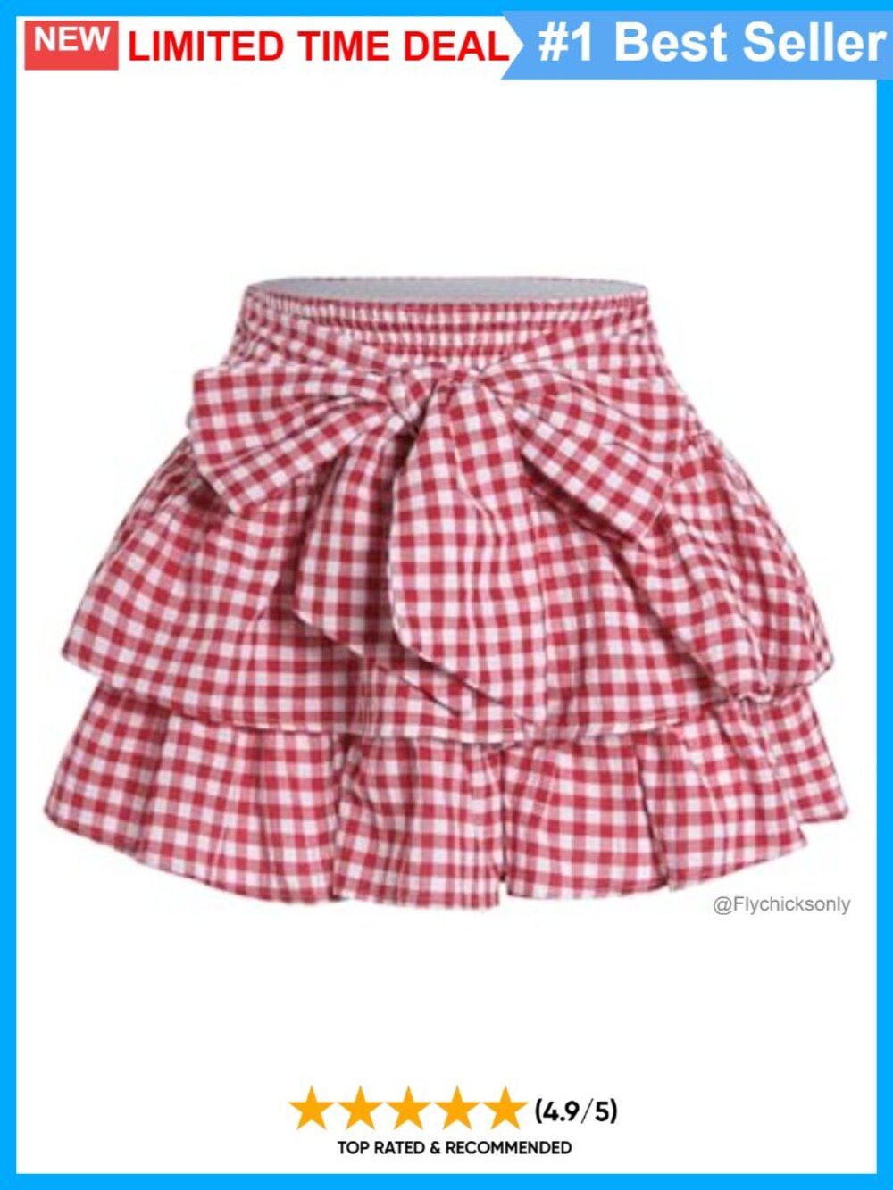 Y2K Gingham Ruffle Skirt Bow Layered Skort